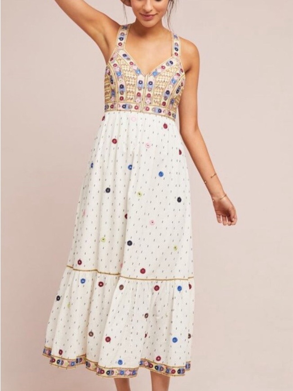 Anthropologie Payal Pratap Embellished Maxi Dress